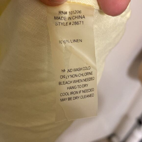 Soft Surroundings 100% Linen Long Sleeve Button Down Butter Yellow Lagenlook - Picture 8 of 11
